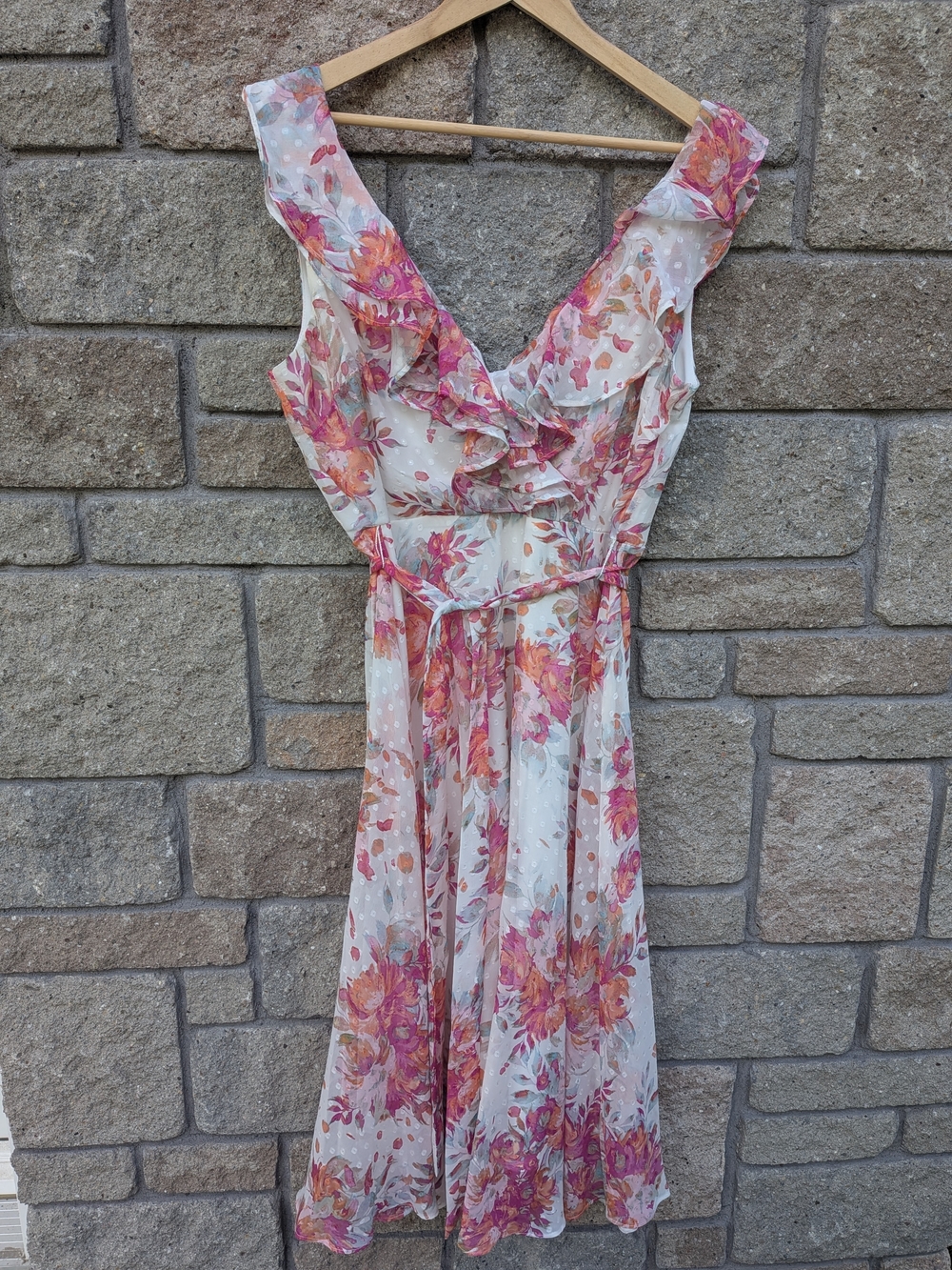 Gabby Skye Floral Ruffle Midi Dress